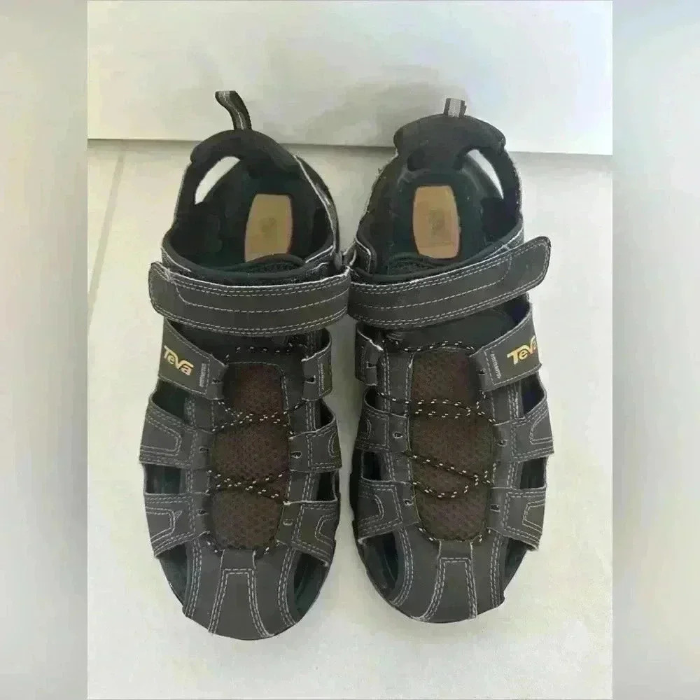 Teva Forebay Men’s 11 Closed Toe Sport Sandals Gray Shocpad 1001116 Boat Beach